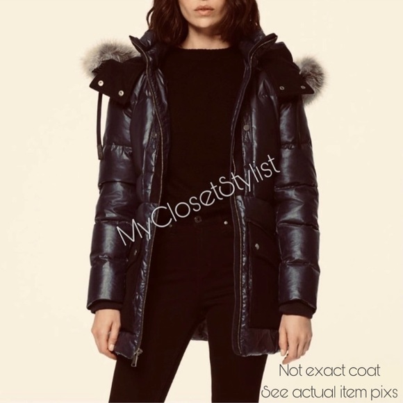 ANDREW MARC Black Parka Down Jacket NEW! Hooded Quilted Puffer Coat S coyote fur - Picture 2 of 7